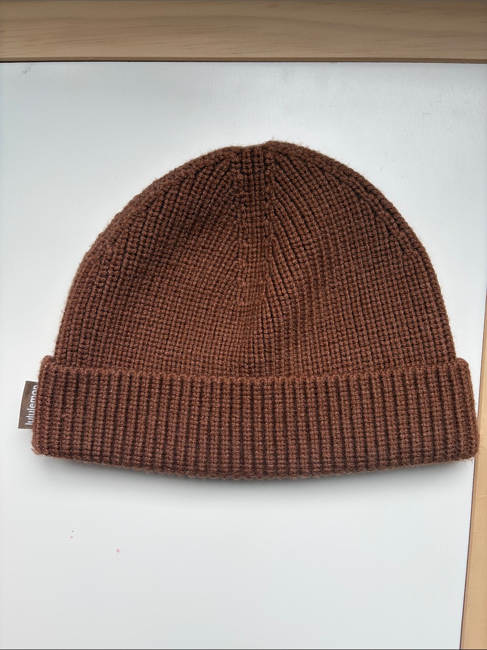 lululemon athletica Brown Ribbed Wool Blend Beanie